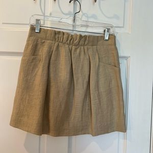 J.CREW LINEN/NYLON BOX PLEAT SKIRT WITH SIDE ANGEL POCKETS. FULLY LINED.
